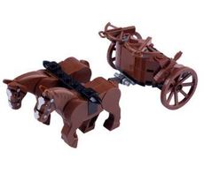 Medieval Mini Bricks OX Cart Carriage - Carrots Bottles Wooden Stakes Bl... - £10.09 GBP
