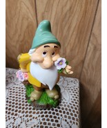 Disney Snow White Dwarf BASHFUL Garden Gnome Figurine  8&quot;  Flowers  New - $39.64 CAD