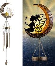 Solar Wind Chimes for Outside,Moon Windchimes Outdoors Angel Fairy Hanging Decor - £13.95 GBP