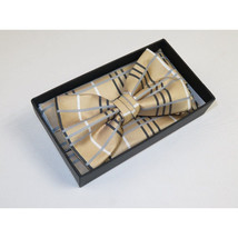 Men Bow Tie Hankie Set Formal Event For Tuxedo or Business Suit #BT27 Beige image 3