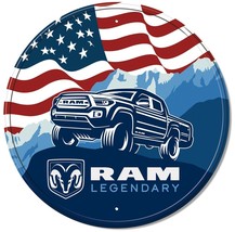Dodge Ram Legendary Truck Dealer Logo Service Parts Round Garage Metal T... - $21.77
