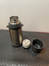 Thermos 1 Liter Black Insulated Vacuum Insulated Flask Coffee Mug Stopper - £8.31 GBP