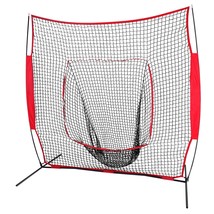 7&#39;7&#39; Baseball Softball Batting Net Bow Frame With Ball Caddy Bag Outdoor - £82.08 GBP