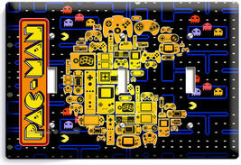 Video Game Theme Pac Man Arcade Board 3 Gang Light Switch Wall Plates Room Decor - £15.97 GBP