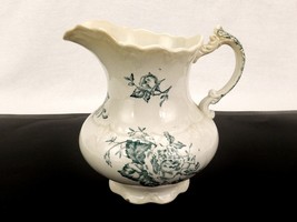 J &amp; E Mayer Stoneware Underglaze Pitcher, Floral Pattern, Vintage Victorian - £23.40 GBP