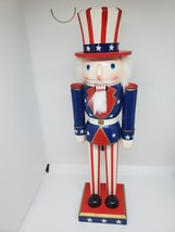 Uncle Sam Patriotic Red, White, &amp; Blue Wooden Nutcracker - £23.44 GBP