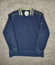 TOMMY BAHAMA Sweatshirt Adult Small 1/4 Snap Pullover Sweater Blue Metal Button - $16.89