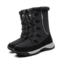 Women Winter Boots New Fashion Waterproof Cloth Black Women Shoes Hot Warm Plush - £57.44 GBP