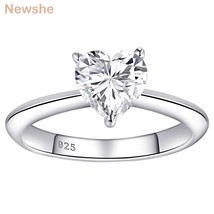 Solid 925 Sterling Silver Romantic Heart Shape AAAAA CZ Wedding Engagement Ring  - £31.73 GBP