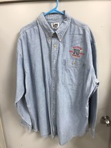 Vintage Lee Mens Denim Shirt Blue Chambray McQuire Home Run King Long Sleeve XXL - £15.56 GBP