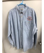 Vintage Lee Mens Denim Shirt Blue Chambray McQuire Home Run King Long Sl... - £15.54 GBP