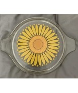 Vintage PYREX Casserole Dish Lid Only Daisy Sunflower 474 Clear Glass Ye... - £15.75 GBP