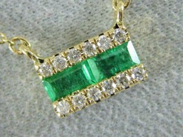 14K Yellow Gold Plated 2.35ct Simulated Diamond &amp; Emerald Necklace Pendant - £55.23 GBP