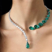 Stonefans Green Crystal Collar Necklace Vintage Zircon Bridal Water Drop Open Ch - £33.09 GBP