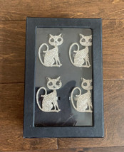 Tahari Set of 4 Rhinestone Cat Halloween Napkin Rings Table Decor - £23.54 GBP