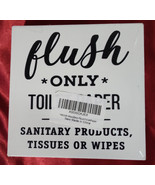 Flush Only Toilet Paper Wooden Box Sign Bathroom 5x5inch - $6.93