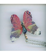 Mode Pendentif Papillon Coloré Arc-En-Ciel Fait Main Avec Collier - $36.99 CAD