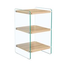 Modern Wood Bedside Cabinet: 3-Layer Storage &amp; Tempered Glass - $64.99