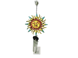 NEW True Living Outdoors Bright Multicolor Metal Smiling Sun Wind Chimes... - £12.12 GBP