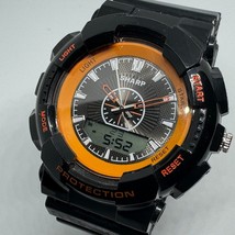 Sharp Quartz Watch Men 30m Black Analog Digital Alarm Chronograph New Battery - $28.49