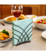 Criss Cross Metal Napkin Holder Bronze – Upright Tabletop Stand 8&quot;x7.75 - $11.87