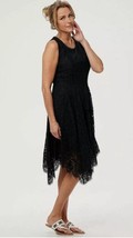 Isaac Mizrahi Handkerchief Midi Dress Black M NEW A351989 - $21.59