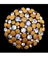 Vintage Crown Trifari Brooch Pin Encrusted Rhinestones Gold Clear Tone R... - €47,48 EUR
