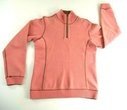 Tommy Bahama  Peach Pink 1/4 Zip Long Sleeve Pullover Sweater Womens Medium - £31.49 GBP