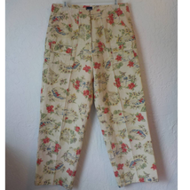 American Colors Women 10 Beige Pants Vintage Hawaiian Beach Print Pockets - £14.69 GBP