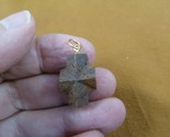 (CR502-200) 3/4&quot; oiled Fairy Stone Pendant CHRISTIAN CROSS Staurolite Cr... - £19.11 GBP