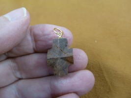 (CR502-200) 3/4&quot; oiled Fairy Stone Pendant CHRISTIAN CROSS Staurolite Crystal - £18.97 GBP