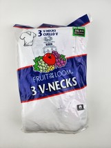 VTG Fruit of The Loom 3 Pack V Neck T Shirts Mens 2XL White 100% Cotton ... - $15.83