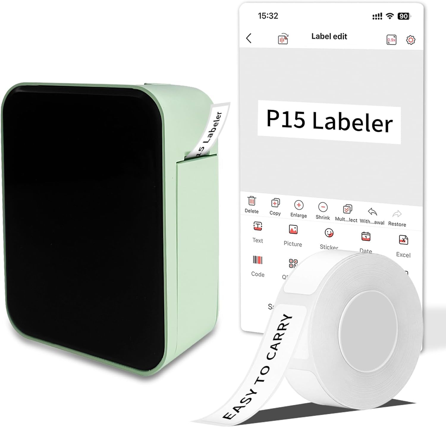 P15 Label Maker, Portable Bluetooth Sticker Label Printer With Different... - $38.94