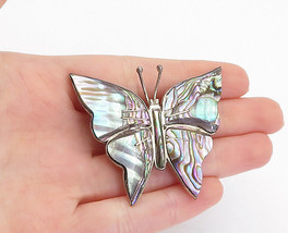 MEXICO 925 Sterling Silver - Vintage Abalone Shell Butterfly Brooch Pin - BP1243 - £42.68 GBP