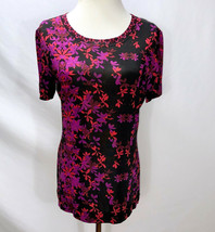 Just Cavalli Stretch Print Silky Short Sleeve Jersey Knit Top Size M IT4... - $59.99