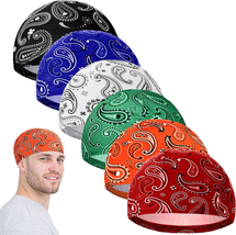 6 Pcs Men Cooling Skull Cap Helmet Liner Sweat Wicking Beanie Head Wrap Bicycle - £16.33 GBP