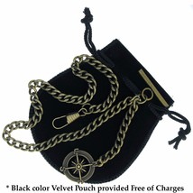 Albert Chain Bronze Pocket Watch Chain for Men with Compass Design Fob T Bar A09 - £9.83 GBP+