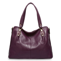 Purple Women Shoulder Bag 100% Genuine Leather Handbag Fashion Tote Hobos Purse  - £91.95 GBP