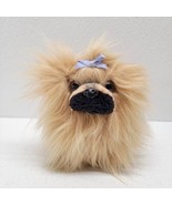 Aurora Pekingese Brown Tan Puppy Dog Plush 5&quot; Purple Bow - $24.65