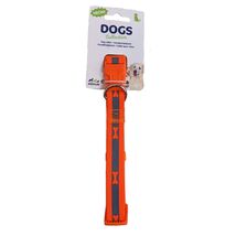 Orange Neon Dog Bone Pattern Dog Collar Medium Size Breeds 12 to 19 Inch... - $9.98