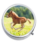 Baby Brown Horse Foal Medicine Vitamin Compact Pill Box - £7.78 GBP