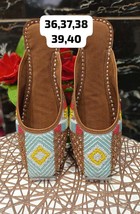 Women Punjabi Jutti Leather Half Mules open back US Size 6-10 DLY Diamond cut - £26.31 GBP