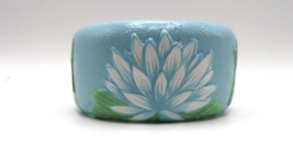 Vintage 1960s Flower Power LOTUS Thick Bangle Bracelet 2 5/8&quot; x 3.7cm - £90.27 GBP