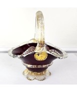 Murano Ruby Red Gold Flecked Basket Hand Blown Italy - £30.50 GBP