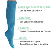 Turquoise All Cotton Slouch Socks Made in USA 1 PAIR Size 9 to 11 - $9.89