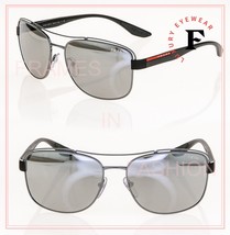 PRADA 57V Linea Rossa Sport Sunglasses Black Silver Mirrored Aviator  PS57VS - £206.44 GBP
