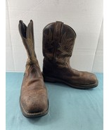 Noble Outfitters Western Boot Men 9M Shoes Brown  Leather Slip On Steel ... - $51.36 CAD