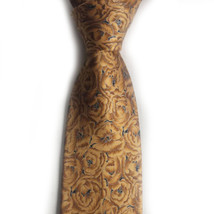 Brioni Men Dress Silk Tie 3.5&quot; wide 58&quot; long gold with blue made in Italy - £114.49 GBP