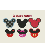 Mickey Minnie ears 6 Digitized Disney Machine Embroidery Designs Instant... - $10.00