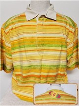 L- Tommy Bahama TR2018 YELLOW Striped Polo Shirt &quot;Washed Ashore&quot; Surfboa... - £38.77 GBP